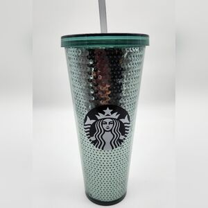 Starbucks Green Drinkware with Textured Design and Clear Lid